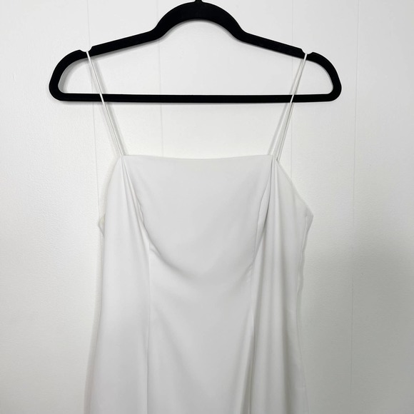 Fame and Partners Midi Slip Dress White US 6 Square Neck Bridal Bachelorette - Picture 3 of 14